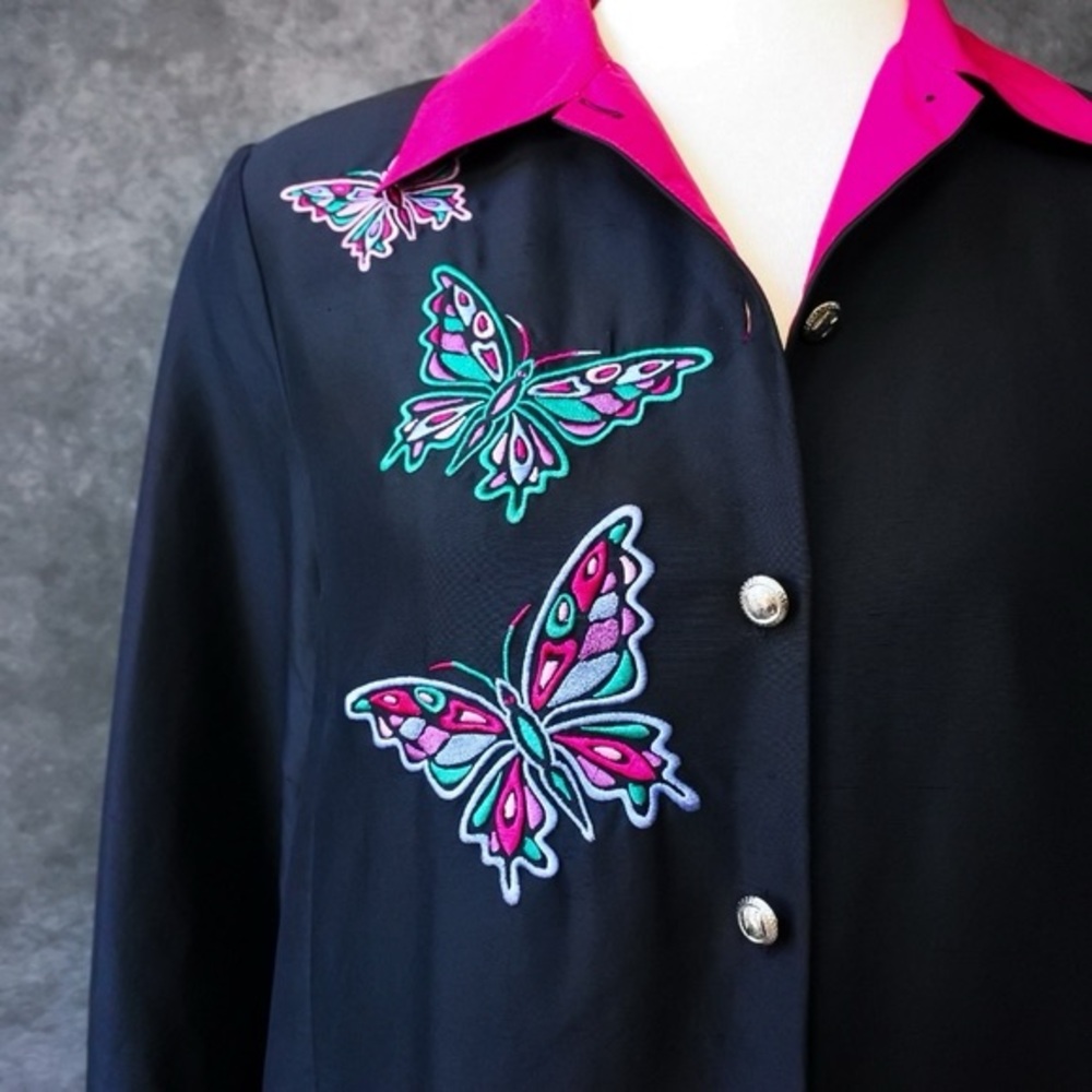 Vintage Bob Mackie wearable art butterfly 🦋 long sleeve blouse - Picture 3 of 6